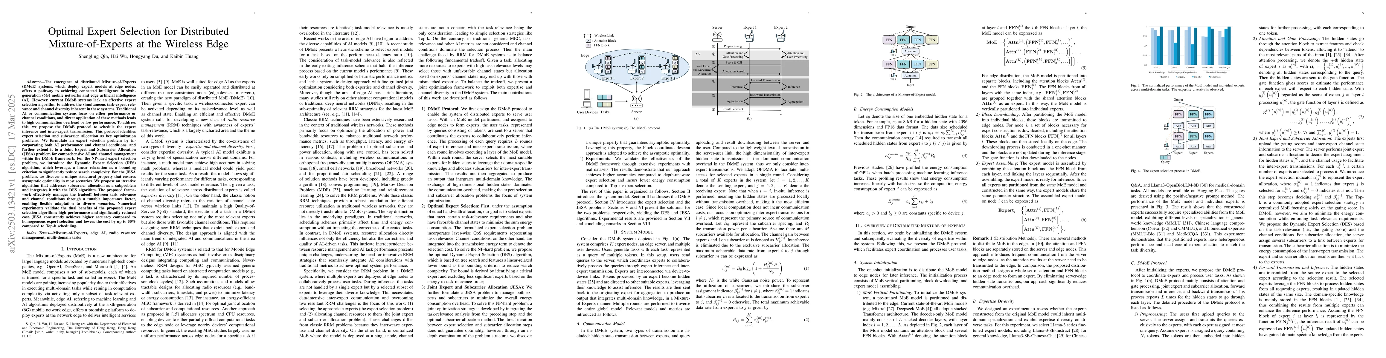 Thumbnail for Optimal Expert Selection for Distributed Mixture-of-Experts at the
  Wireless Edge