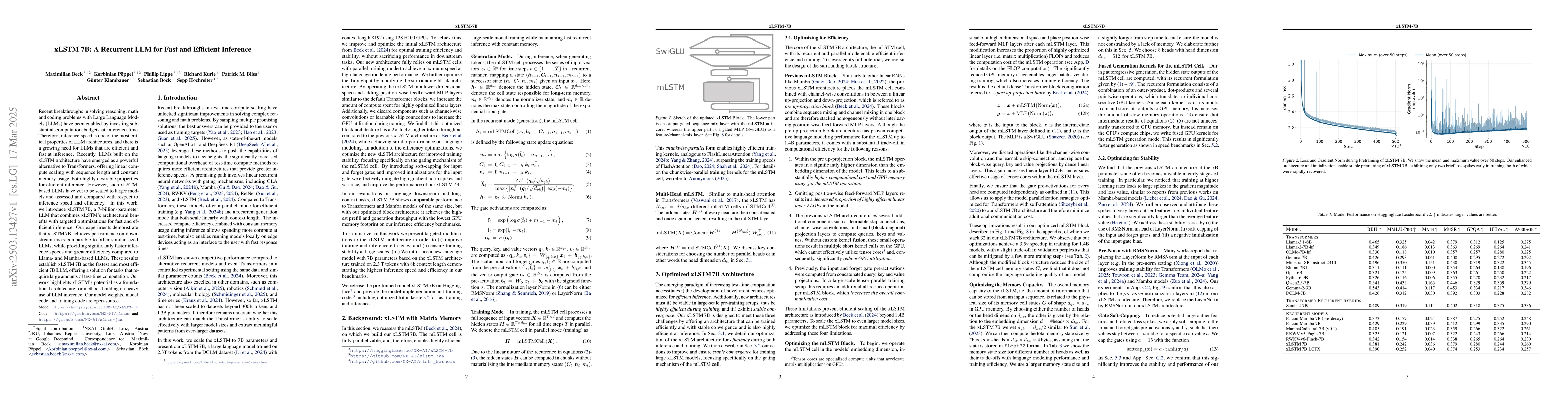Thumbnail for xLSTM 7B: A Recurrent LLM for Fast and Efficient Inference