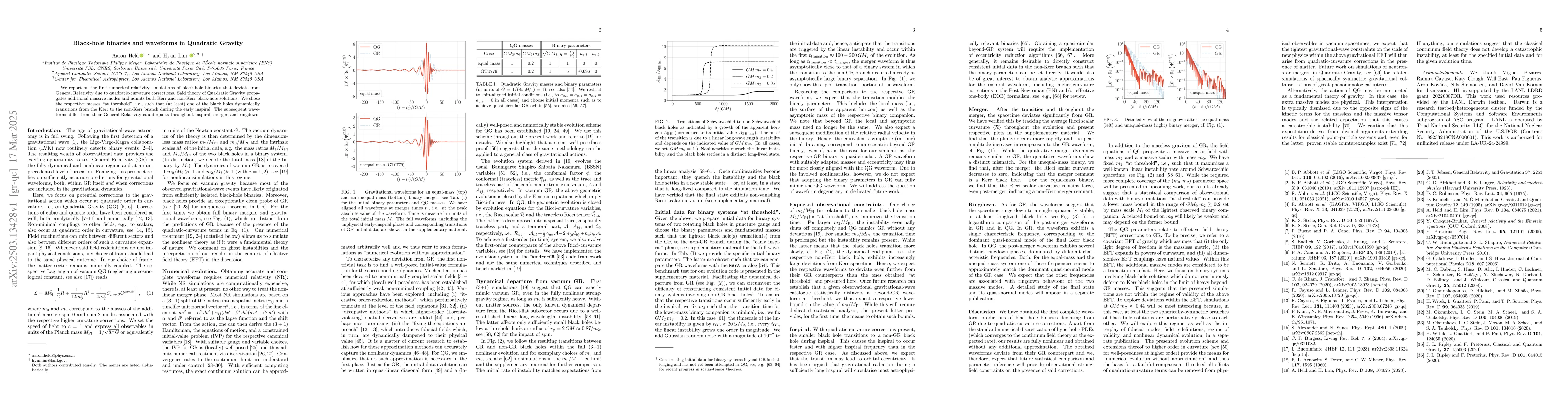 Thumbnail for Black-hole binaries and waveforms in Quadratic Gravity