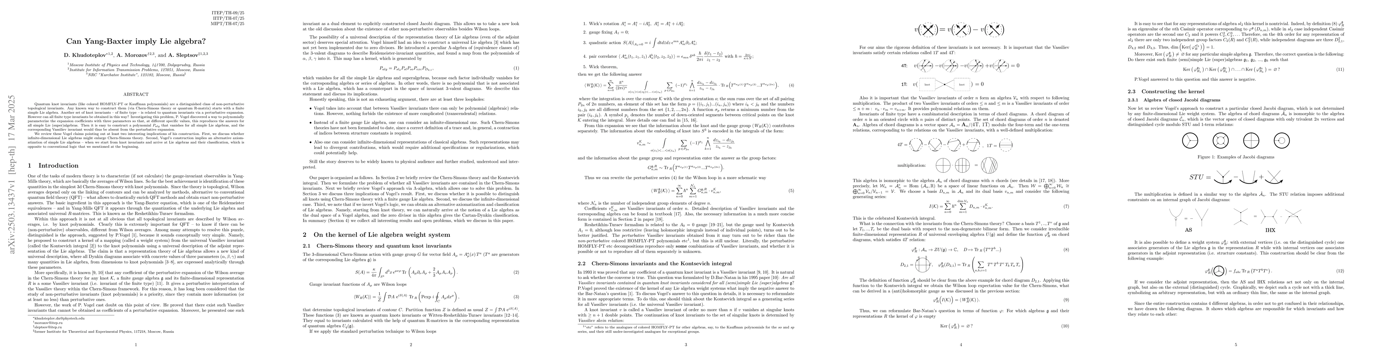 Thumbnail for Can Yang-Baxter imply Lie algebra?