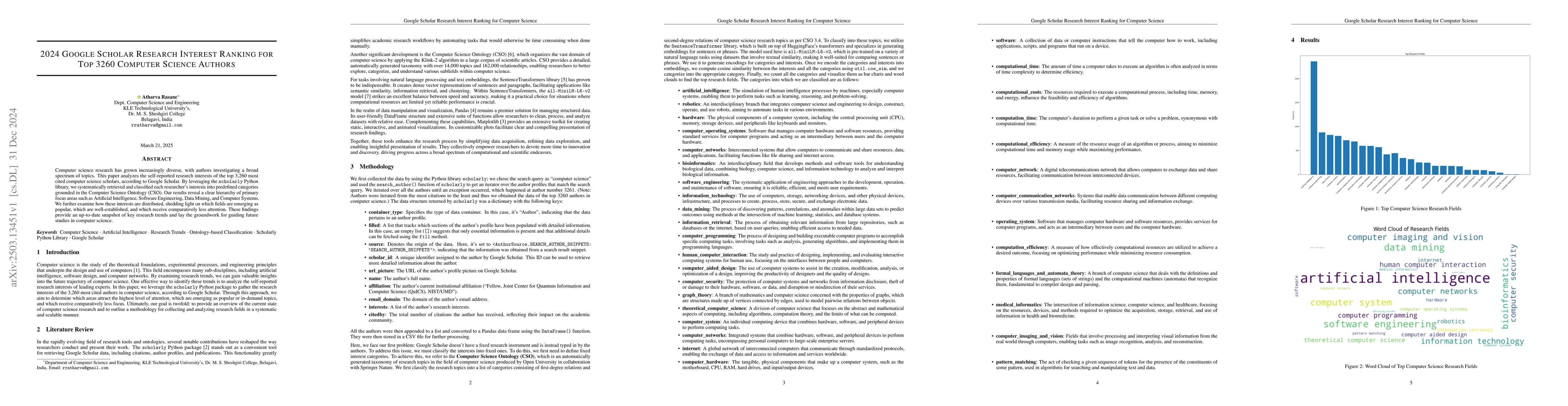 Thumbnail for 2024 Google Scholar Research Interest Ranking for Top 3260 Computer
  Science Authors