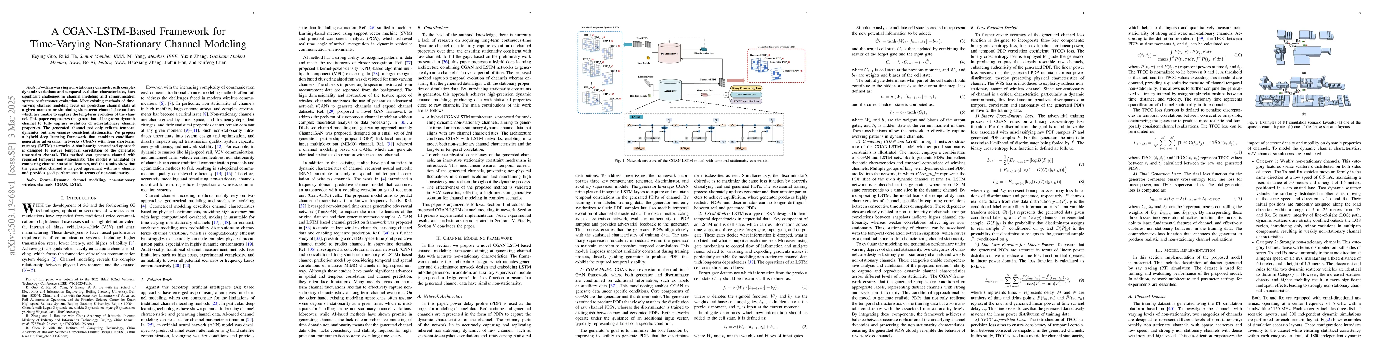 Thumbnail for A CGAN-LSTM-Based Framework for Time-Varying Non-Stationary Channel
  Modeling