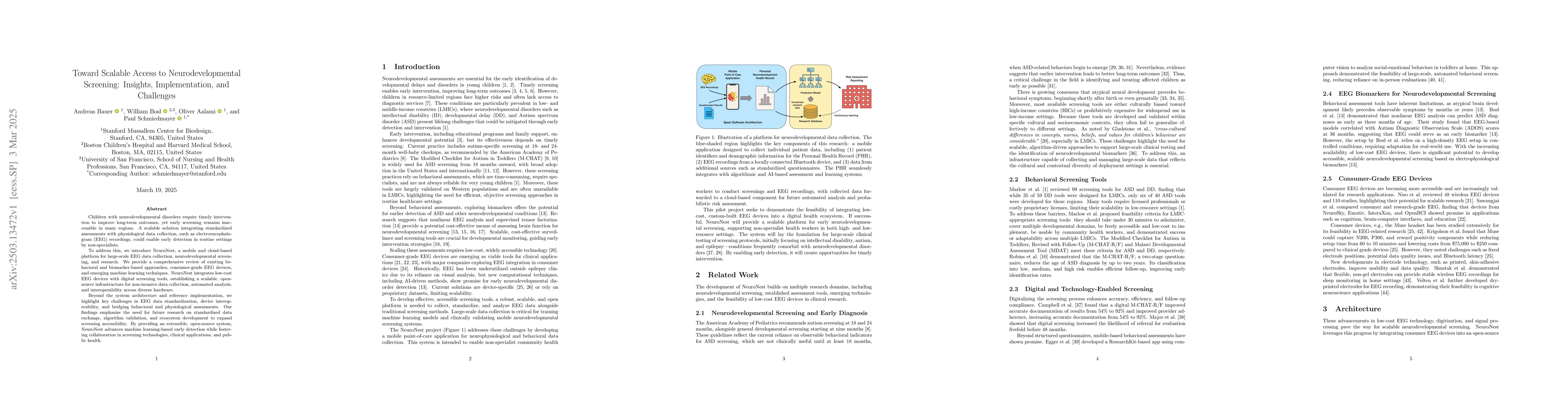 Thumbnail for Toward Scalable Access to Neurodevelopmental Screening: Insights,
  Implementation, and Challenges