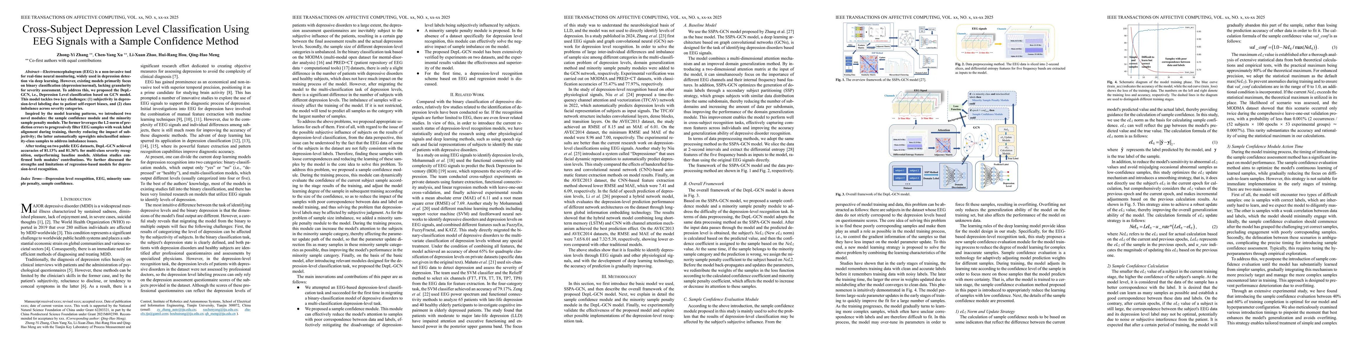 Thumbnail for Cross-Subject Depression Level Classification Using EEG Signals with a
  Sample Confidence Method