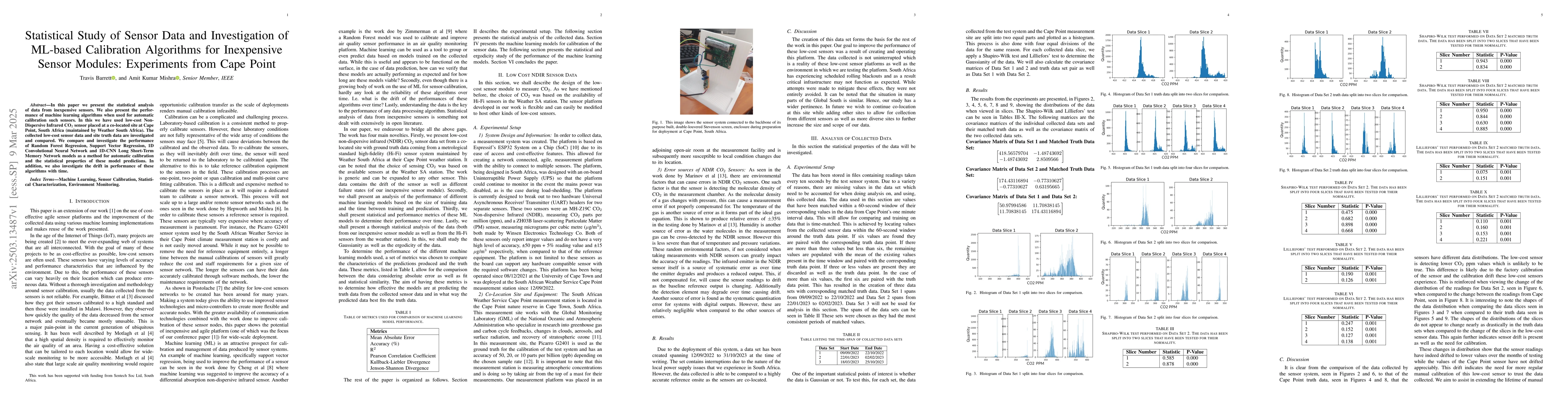 Thumbnail for Statistical Study of Sensor Data and Investigation of ML-based
  Calibration Algorithms for Inexpensive Sensor Modules: Experiments from Cape
  Point