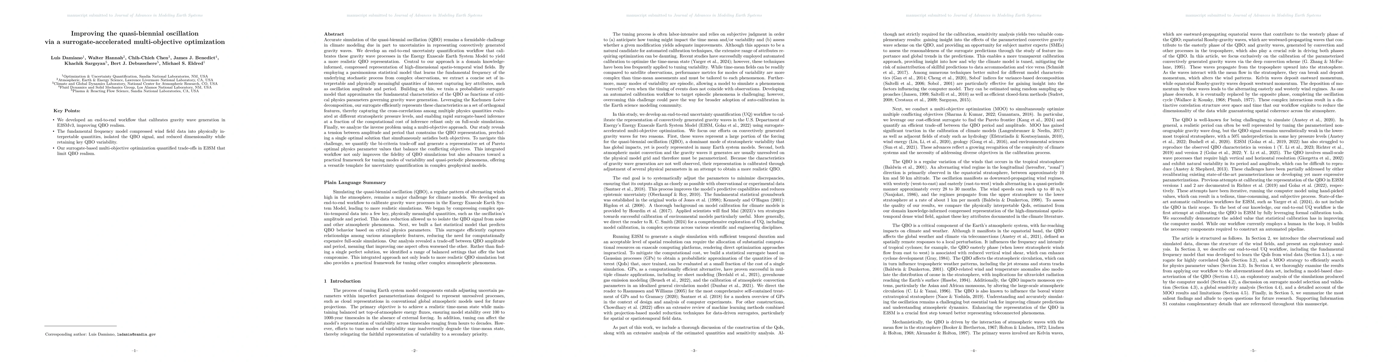Thumbnail for Improving the quasi-biennial oscillation via a surrogate-accelerated
  multi-objective optimization