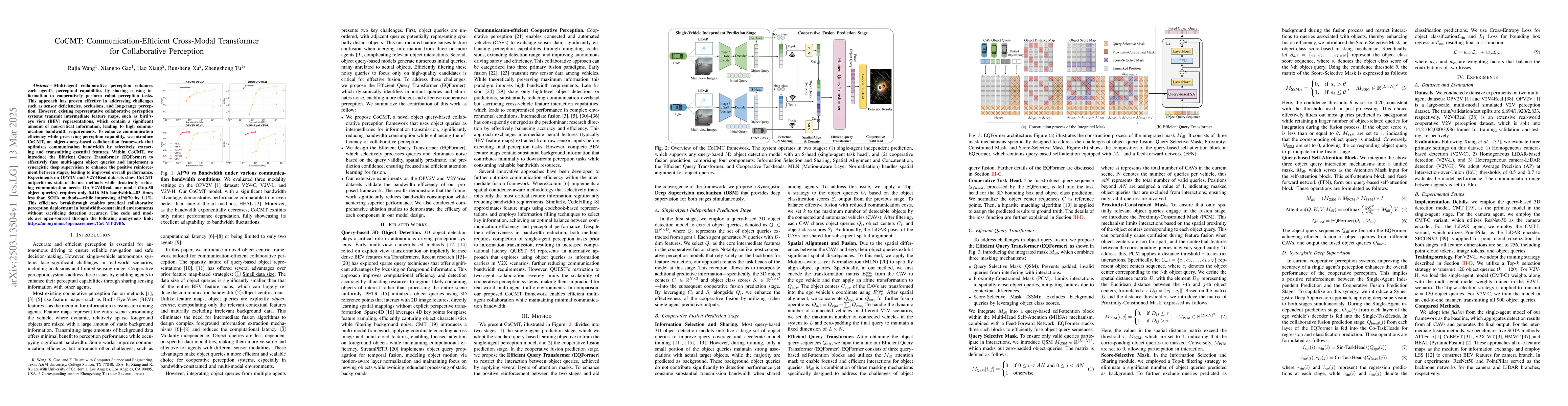Thumbnail for CoCMT: Communication-Efficient Cross-Modal Transformer for Collaborative
  Perception