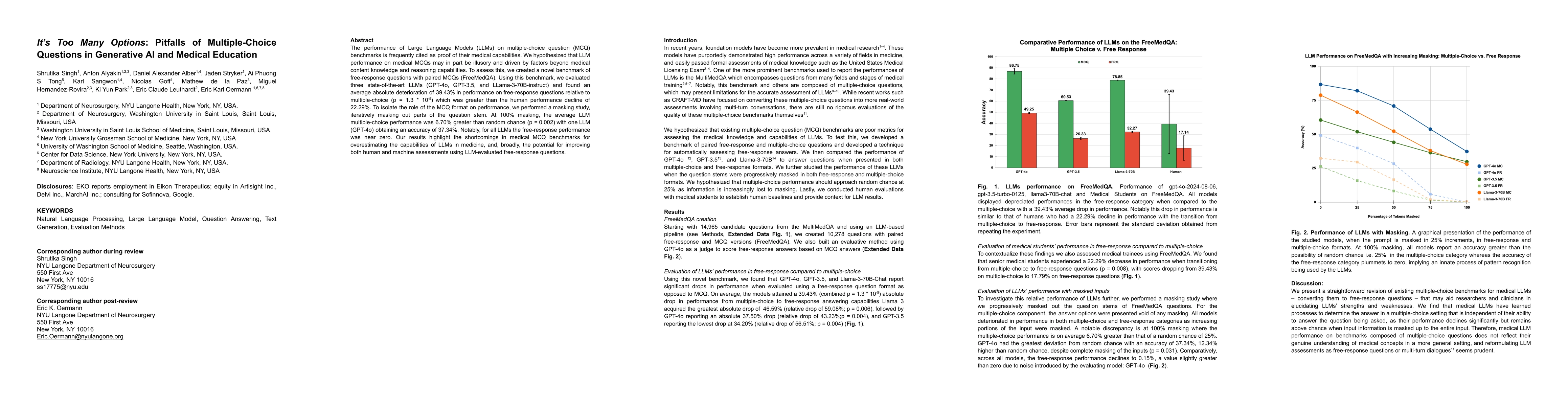 Thumbnail for It is Too Many Options: Pitfalls of Multiple-Choice Questions in
  Generative AI and Medical Education