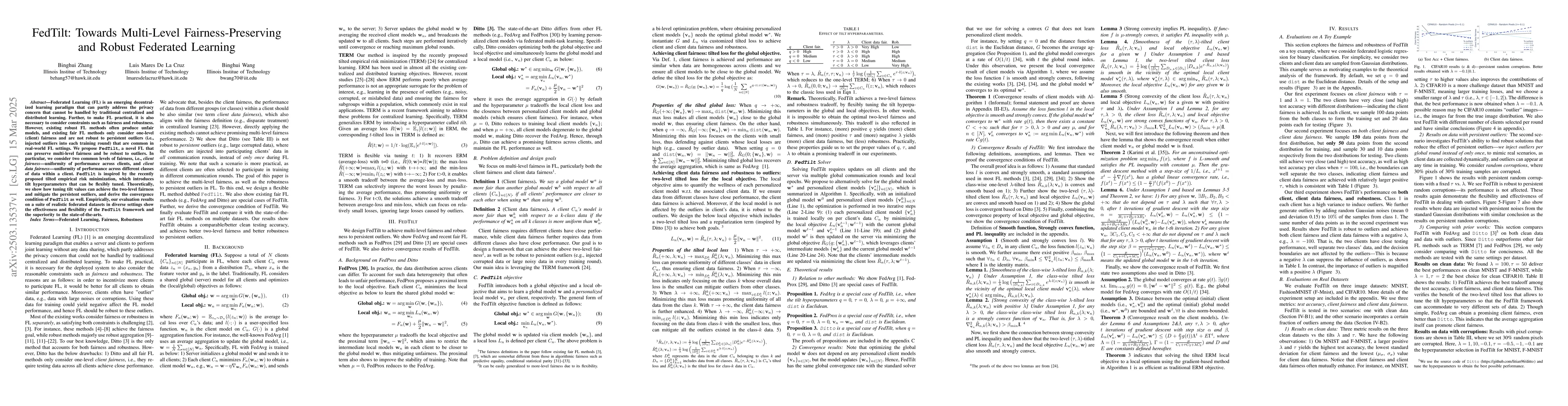 Thumbnail for FedTilt: Towards Multi-Level Fairness-Preserving and Robust Federated
  Learning