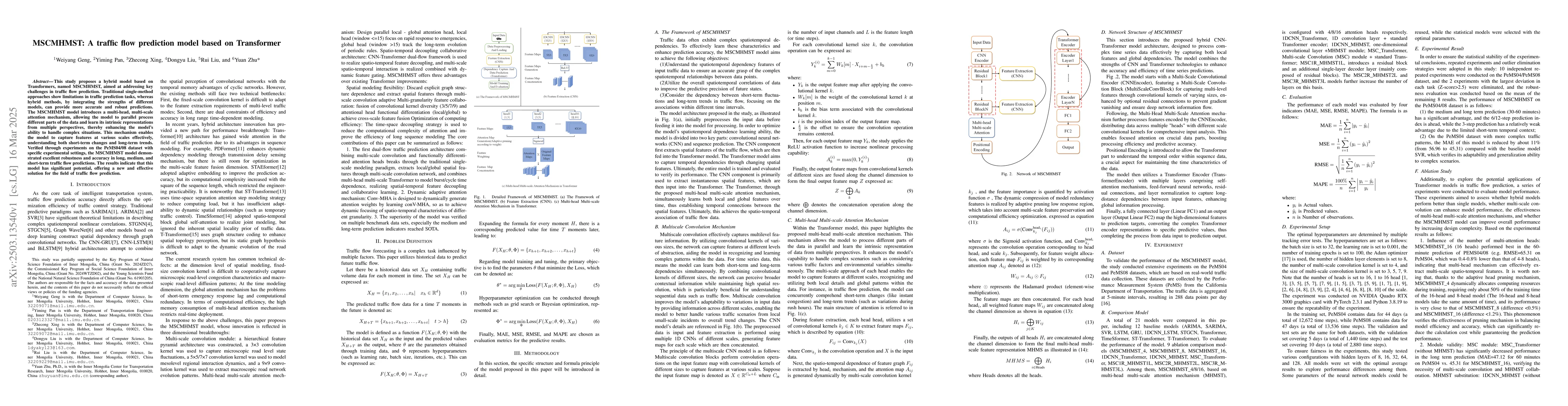 Thumbnail for MSCMHMST: A traffic flow prediction model based on Transformer