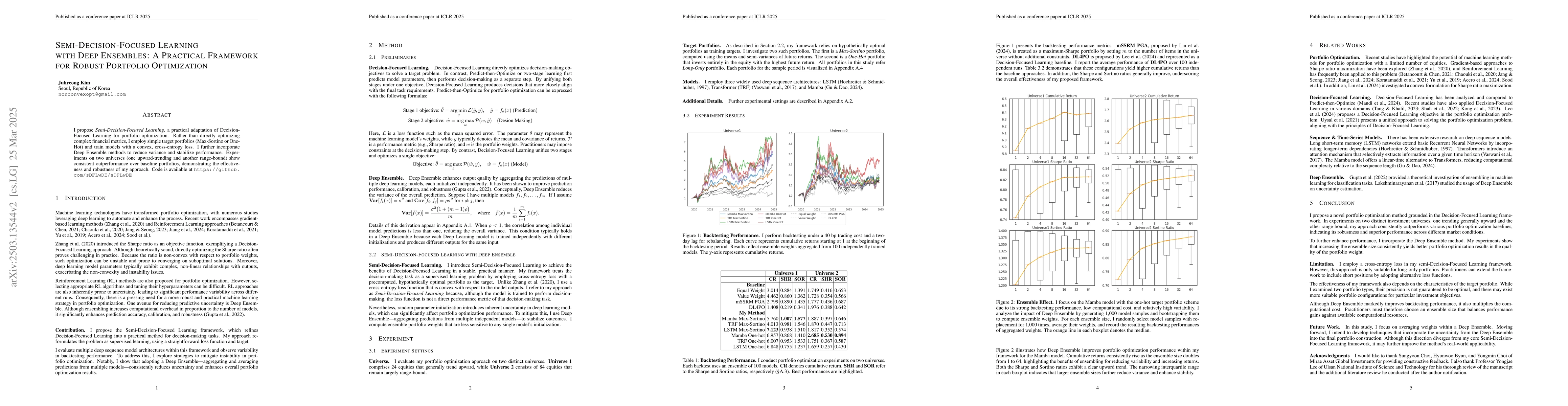 Thumbnail for Semi-Decision-Focused Learning with Deep Ensembles: A Practical
  Framework for Robust Portfolio Optimization