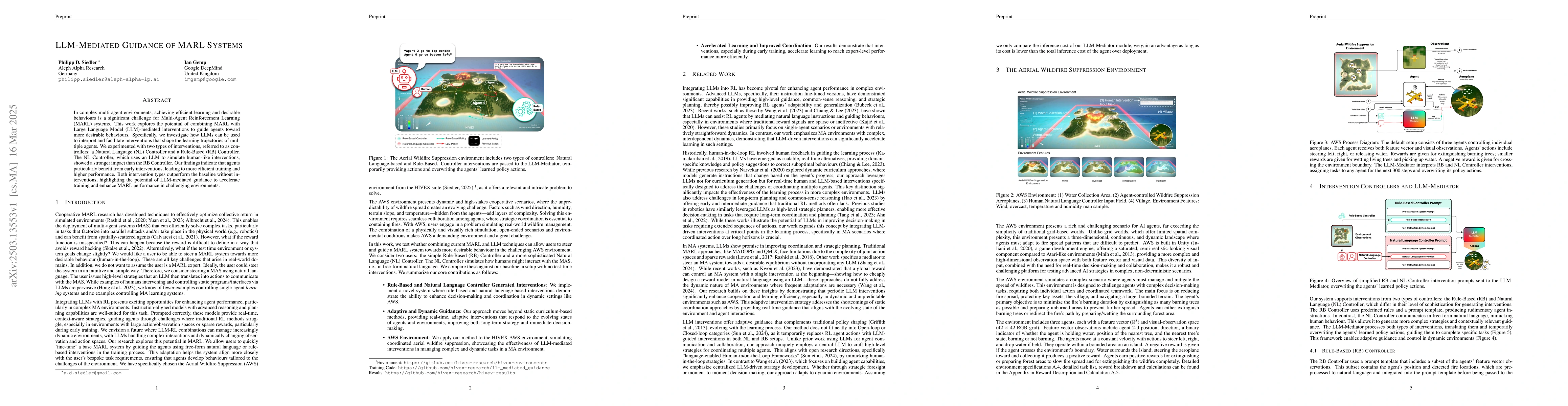 Thumbnail for LLM-Mediated Guidance of MARL Systems