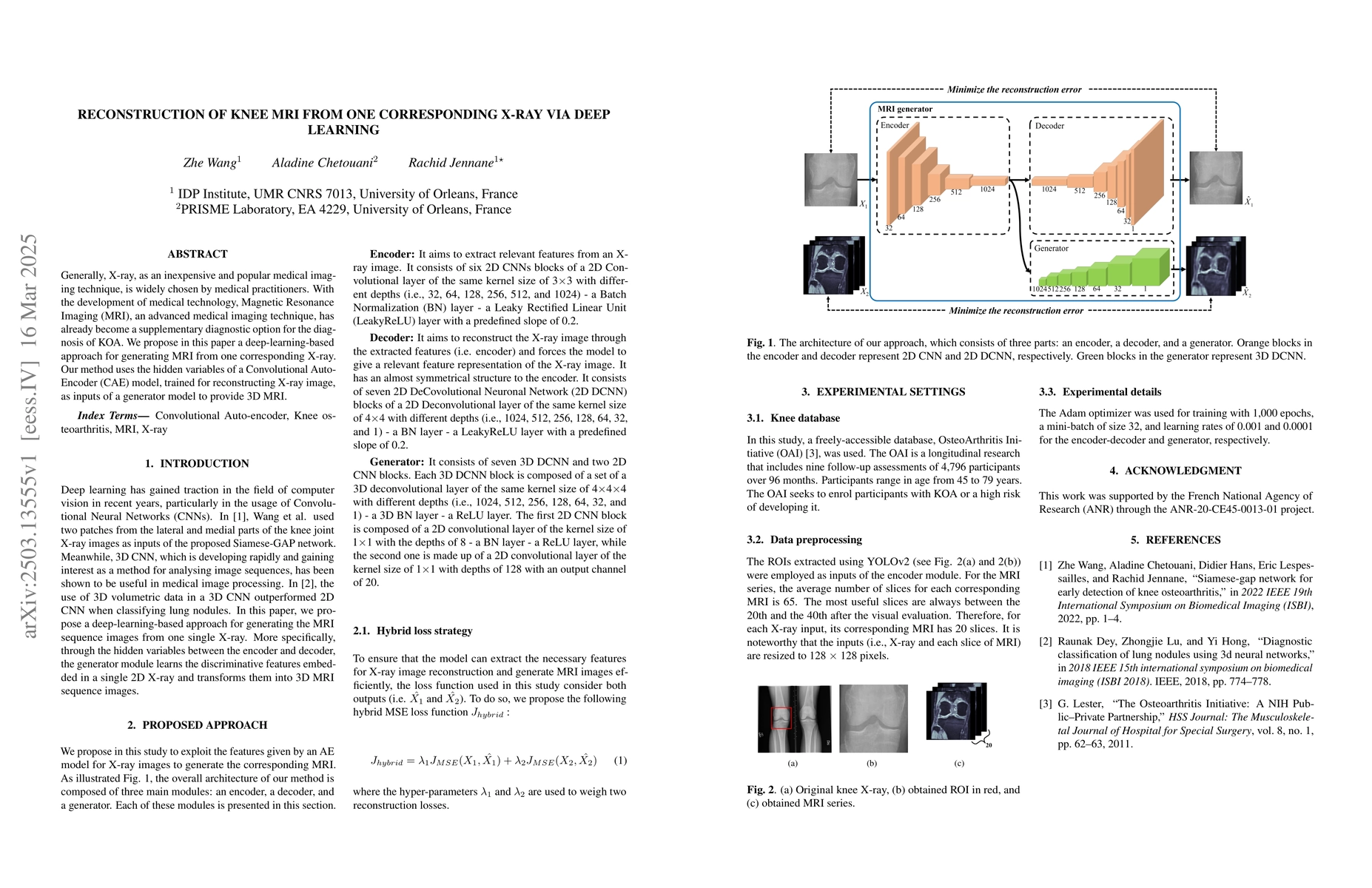 Thumbnail for Feasibility study for reconstruction of knee MRI from one corresponding
  X-ray via CNN