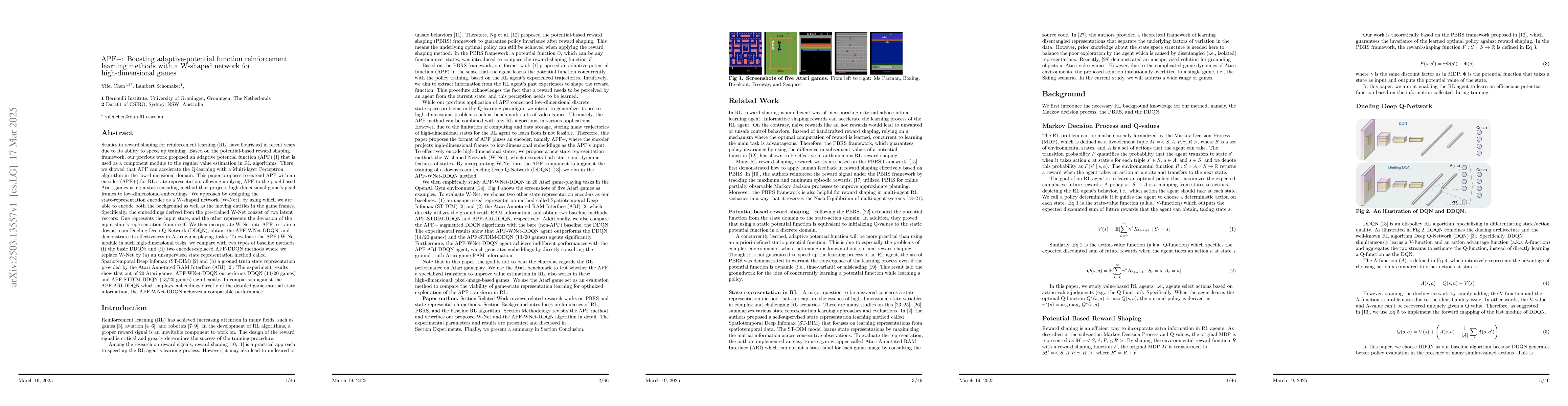 Thumbnail for APF+: Boosting adaptive-potential function reinforcement learning
  methods with a W-shaped network for high-dimensional games