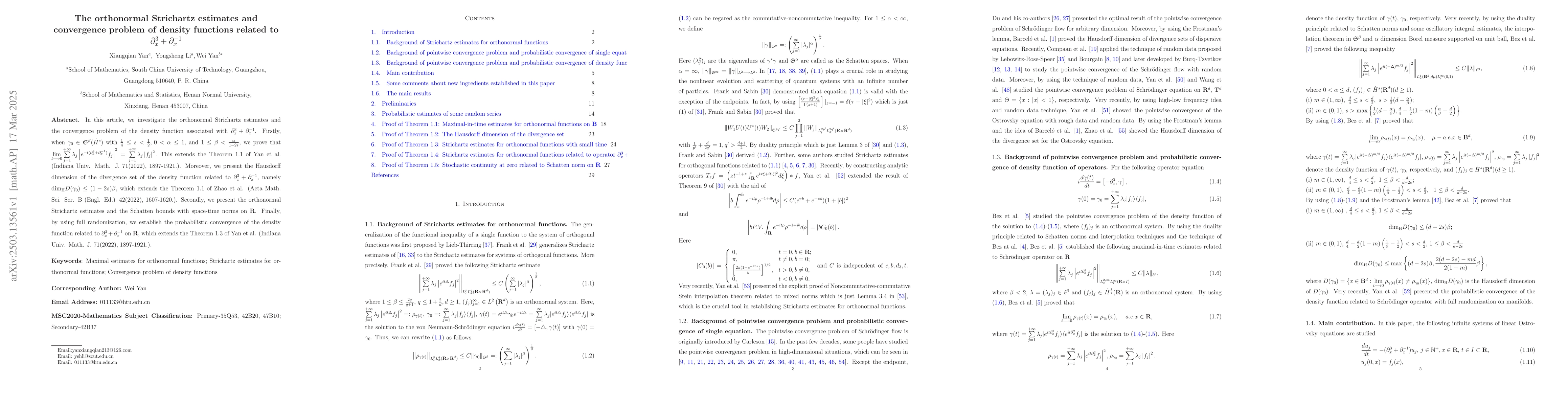 Thumbnail for The orthonormal Strichartz estimates and convergence problem of density
  functions related to $\partial_{x}^{3}+\partial_{x}^{-1}$
