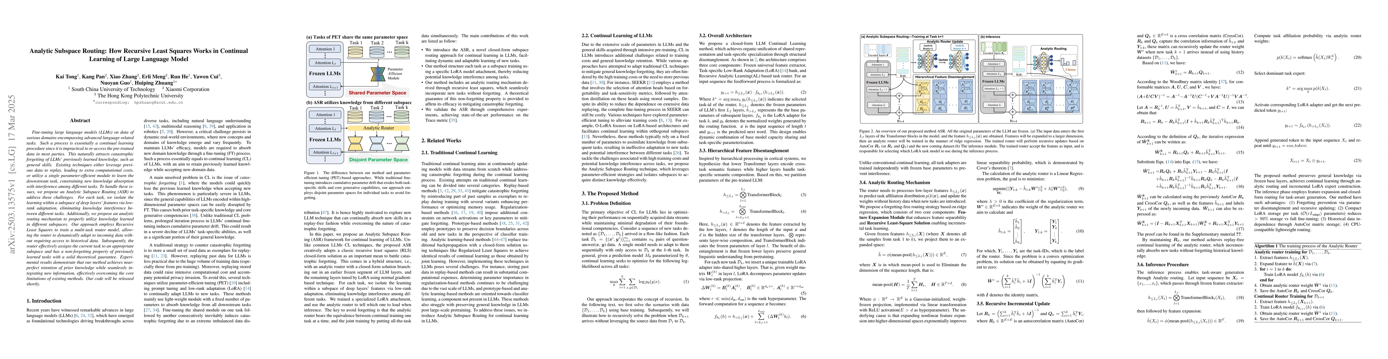 Thumbnail for Analytic Subspace Routing: How Recursive Least Squares Works in
  Continual Learning of Large Language Model