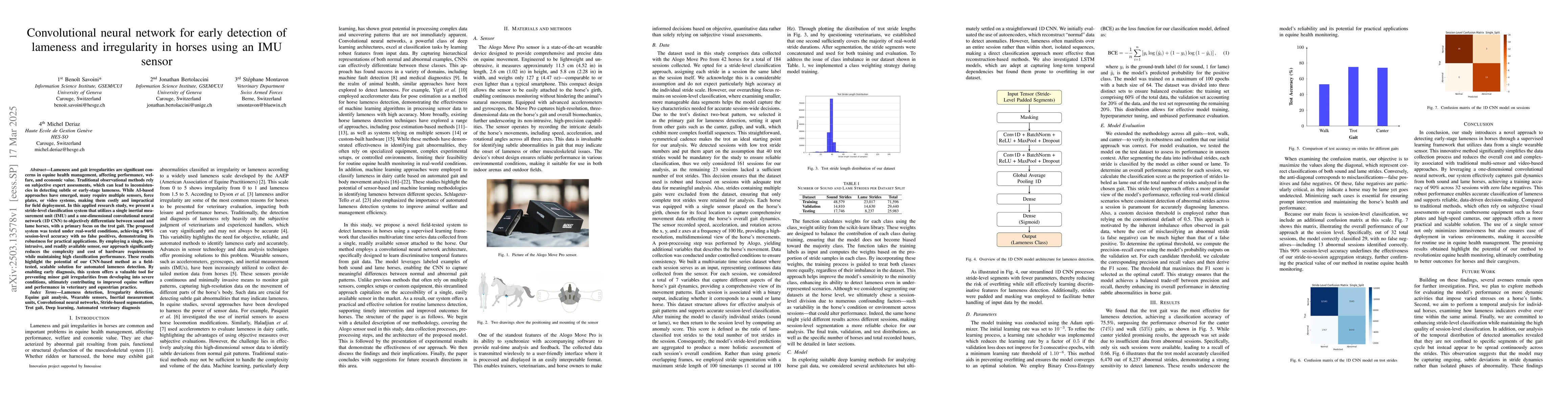 Thumbnail for Convolutional neural network for early detection of lameness and
  irregularity in horses using an IMU sensor