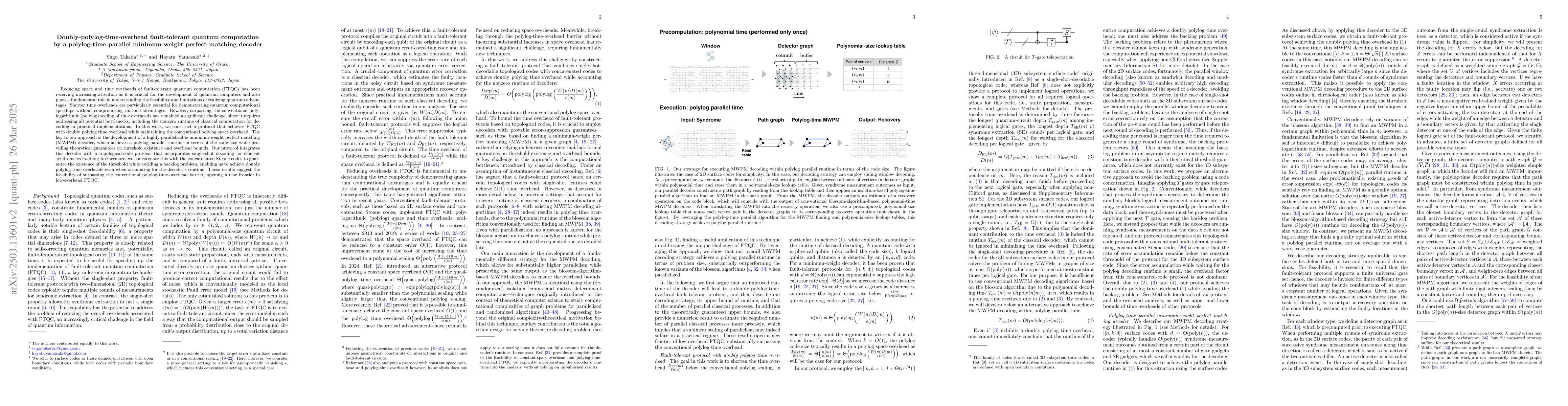 Thumbnail for Doubly-polylog-time-overhead fault-tolerant quantum computation by a
  polylog-time parallel minimum-weight perfect matching decoder
