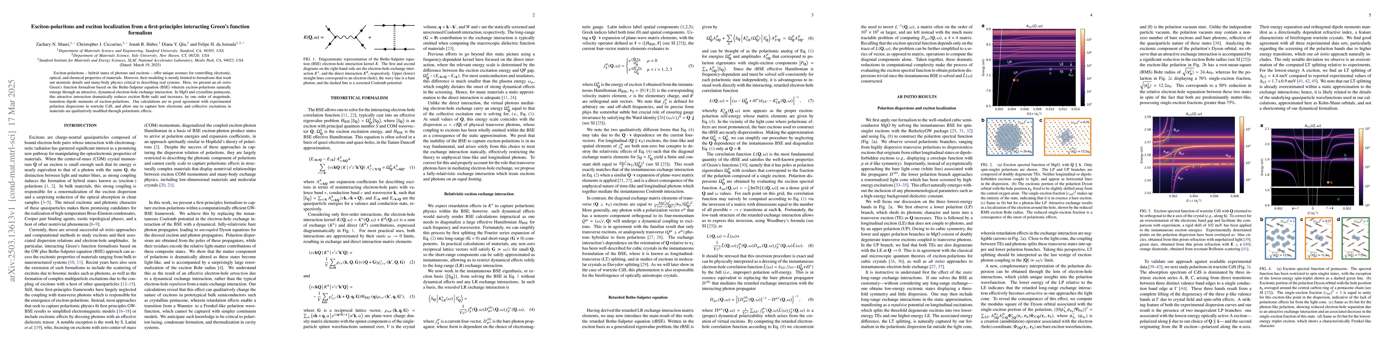 Thumbnail for Exciton-polaritons and exciton localization from a first-principles
  interacting Green's function formalism