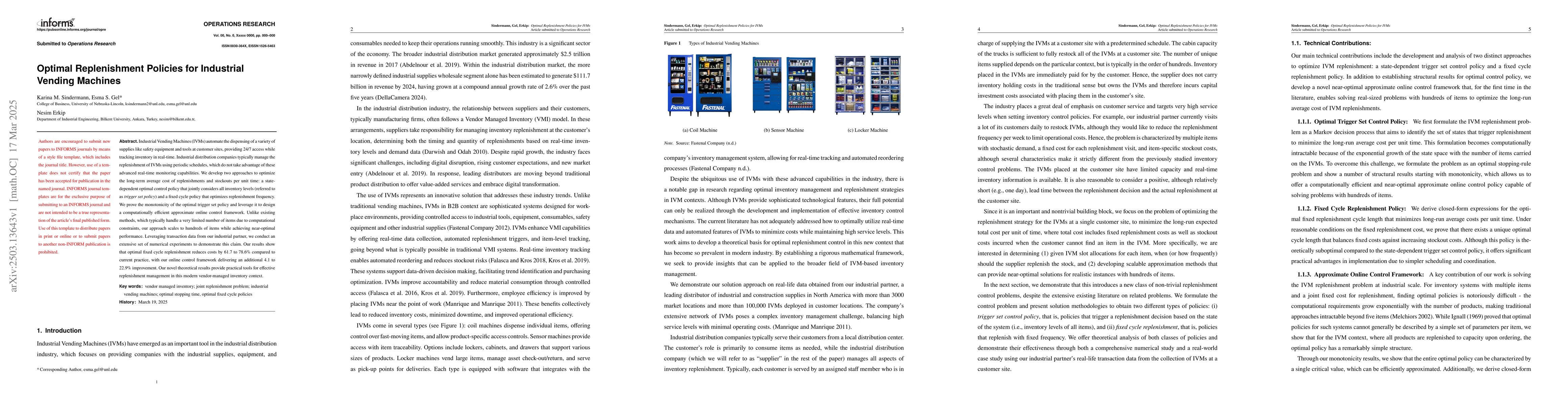 Thumbnail for Optimal Replenishment Policies for Industrial Vending Machines