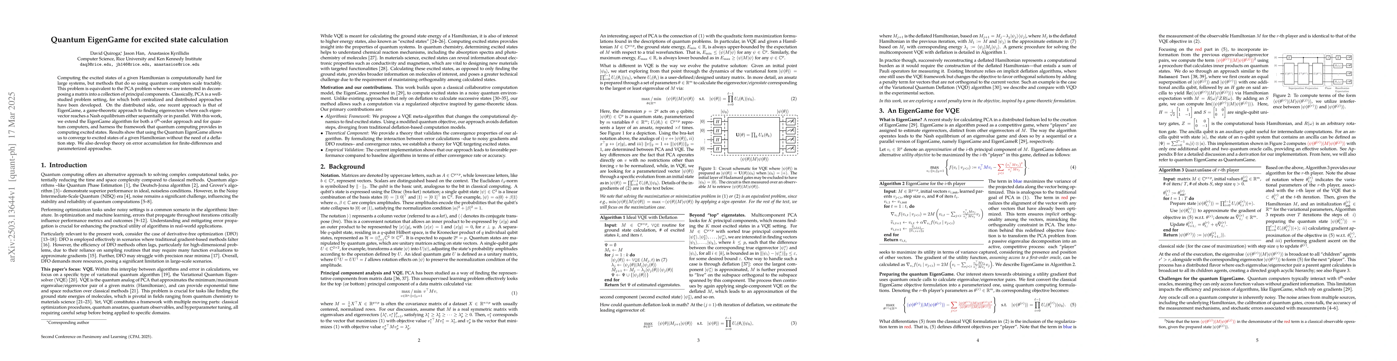 Thumbnail for Quantum EigenGame for excited state calculation