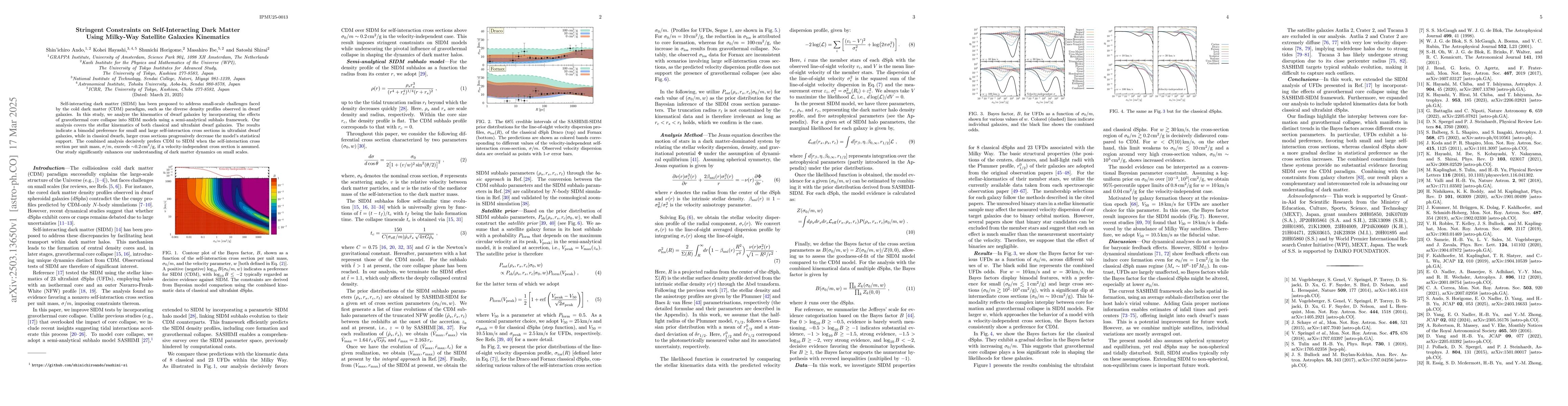 Thumbnail for Stringent Constraints on Self-Interacting Dark Matter Using Milky-Way
  Satellite Galaxies Kinematics
