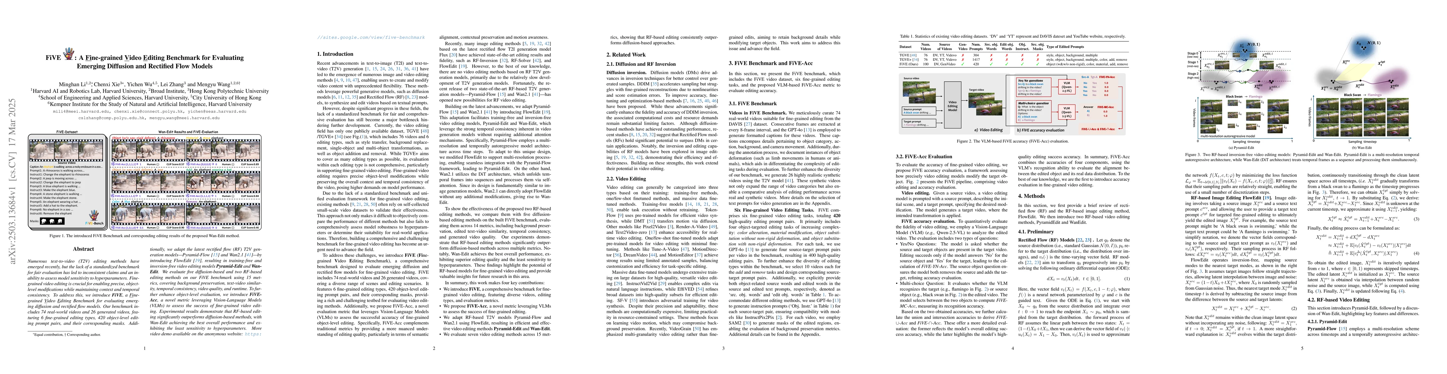 Thumbnail for FiVE: A Fine-grained Video Editing Benchmark for Evaluating Emerging
  Diffusion and Rectified Flow Models