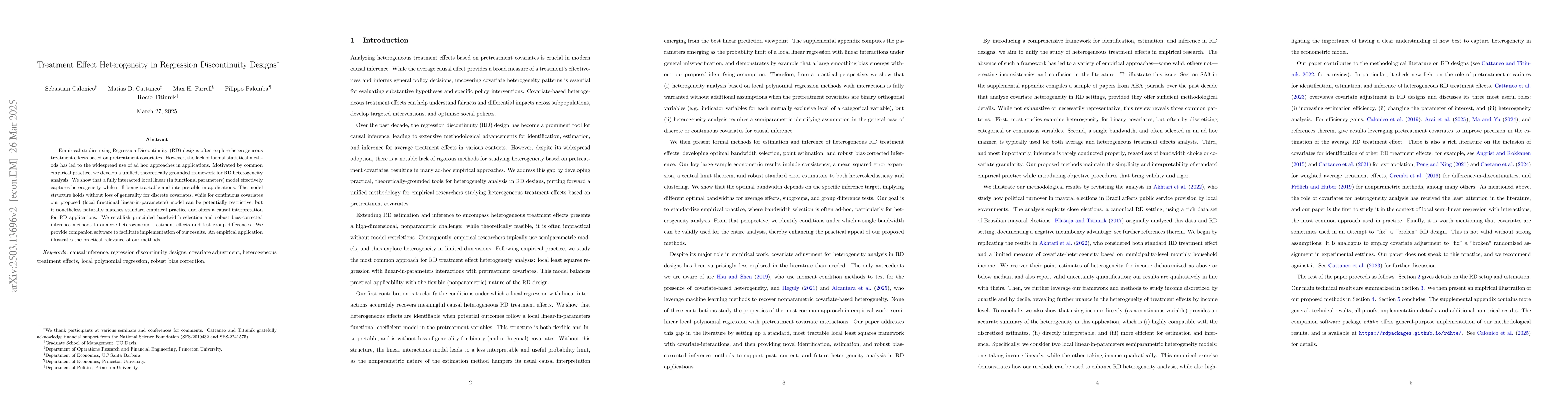 Thumbnail for Treatment Effect Heterogeneity in Regression Discontinuity Designs