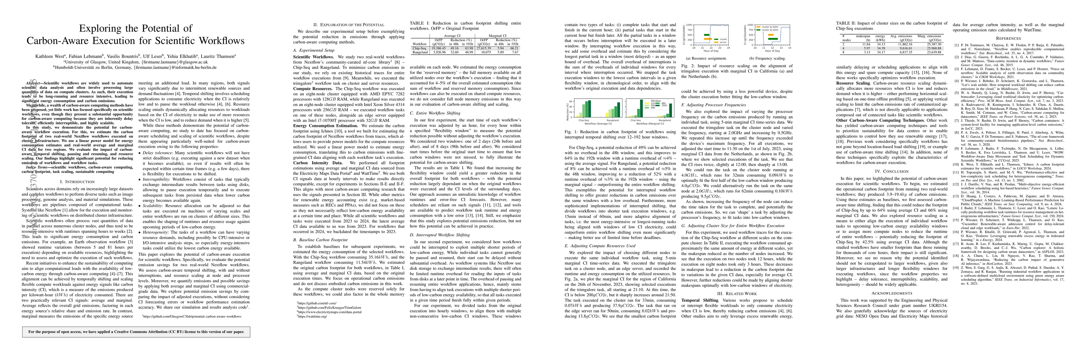 Thumbnail for Exploring the Potential of Carbon-Aware Execution for Scientific
  Workflows