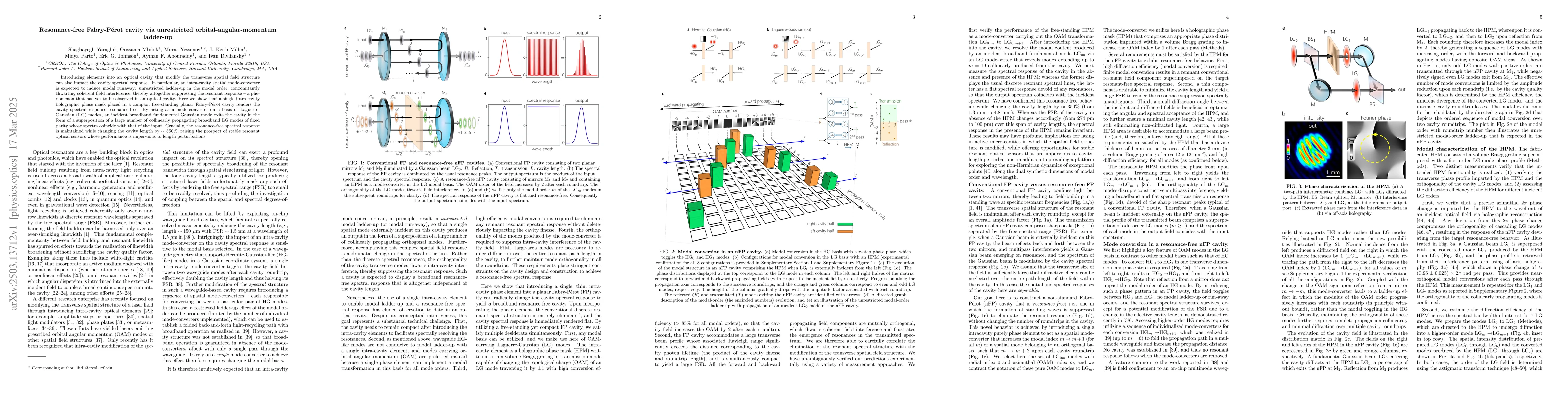 Thumbnail for Resonance-free Fabry-Pérot cavity via unrestricted
  orbital-angular-momentum ladder-up