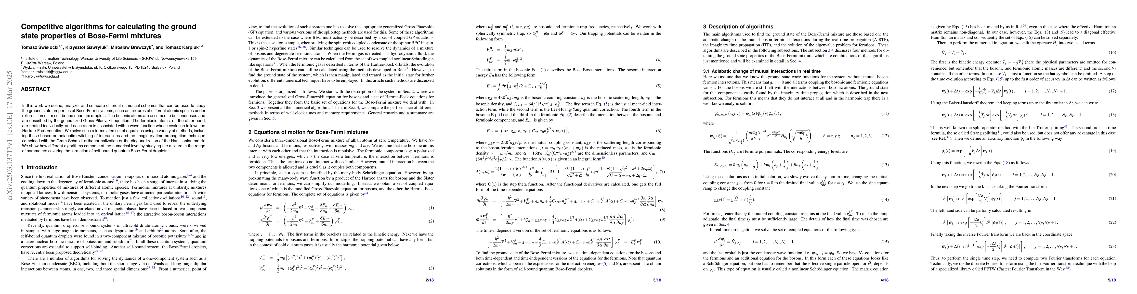 Thumbnail for Competitive algorithms for calculating the ground state properties of
  Bose-Fermi mixtures