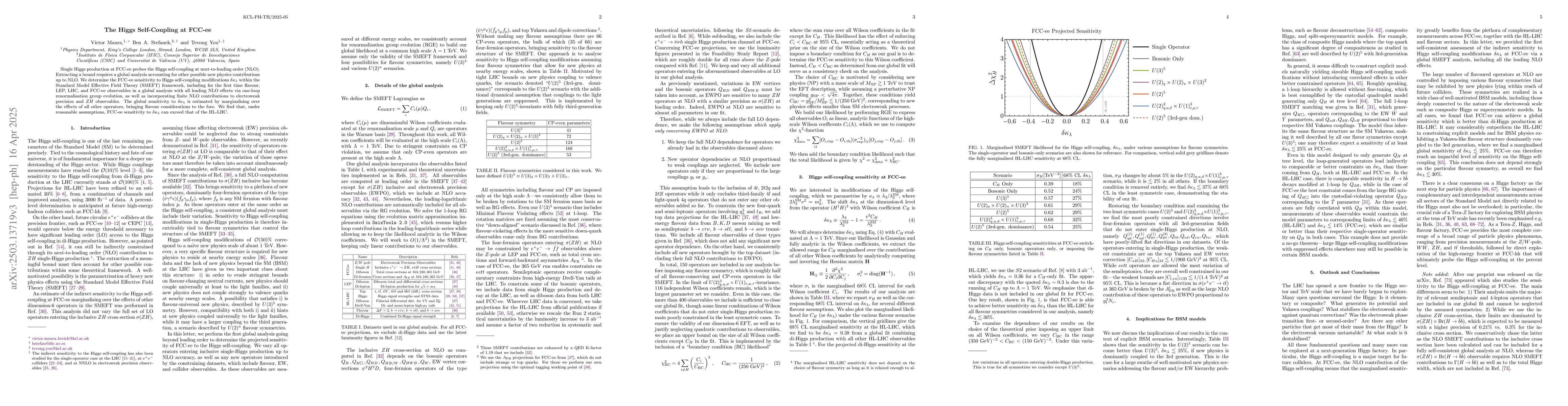 Thumbnail for The Higgs Self-Coupling at FCC-ee