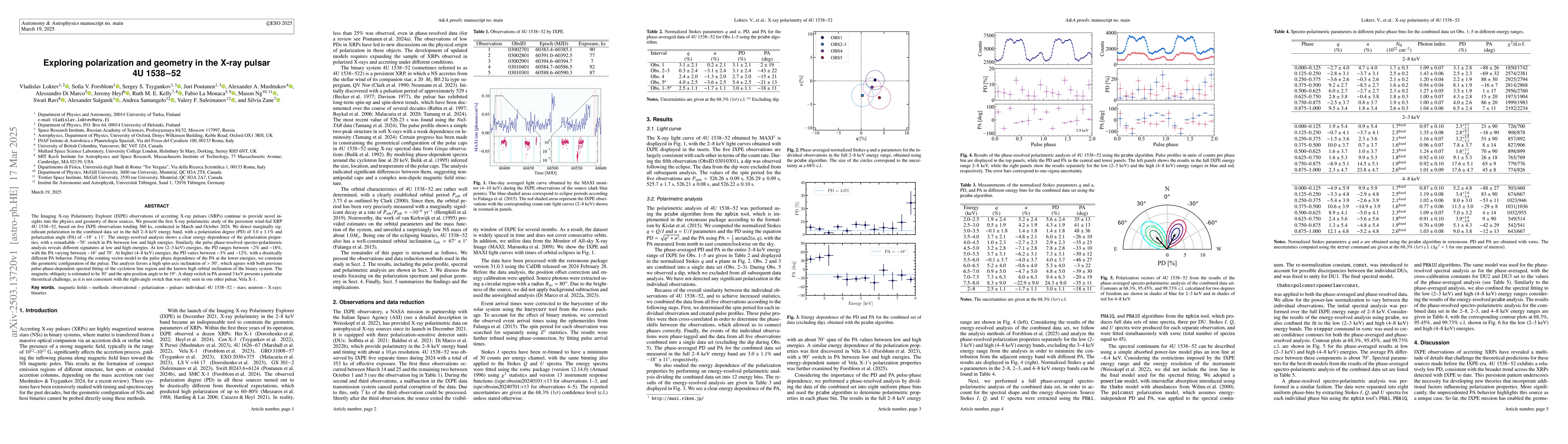Thumbnail for Exploring polarization and geometry in the X-ray pulsar 4U 1538-52