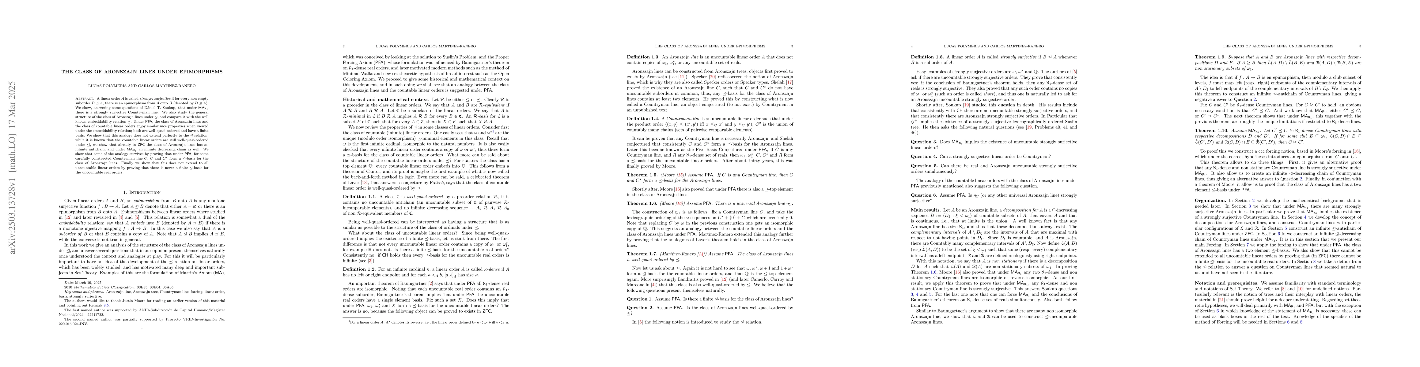 Thumbnail for The class of Aronszajn lines under epimorphisms