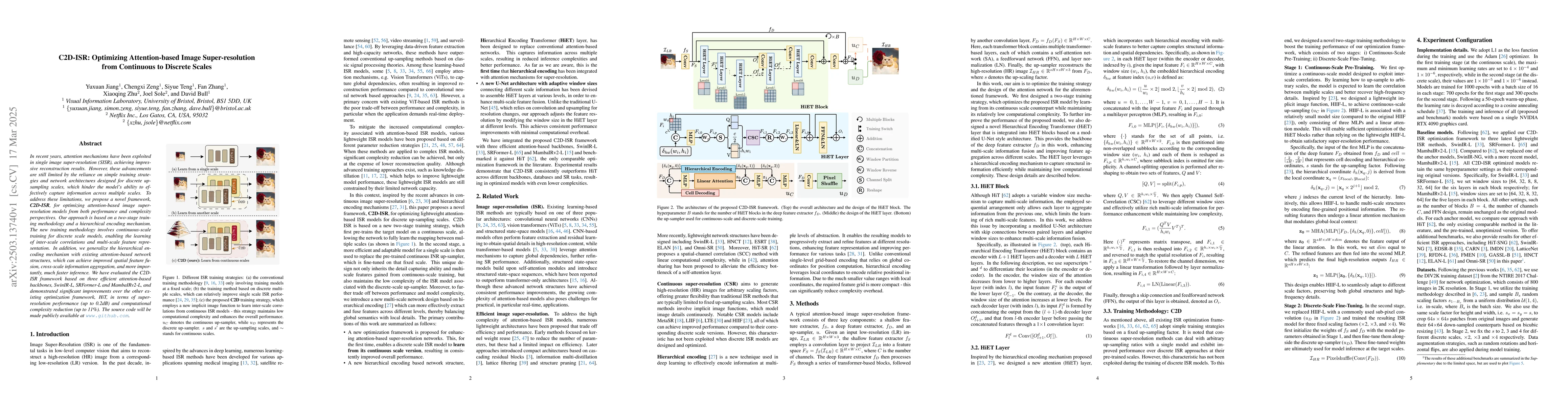Thumbnail for C2D-ISR: Optimizing Attention-based Image Super-resolution from
  Continuous to Discrete Scales