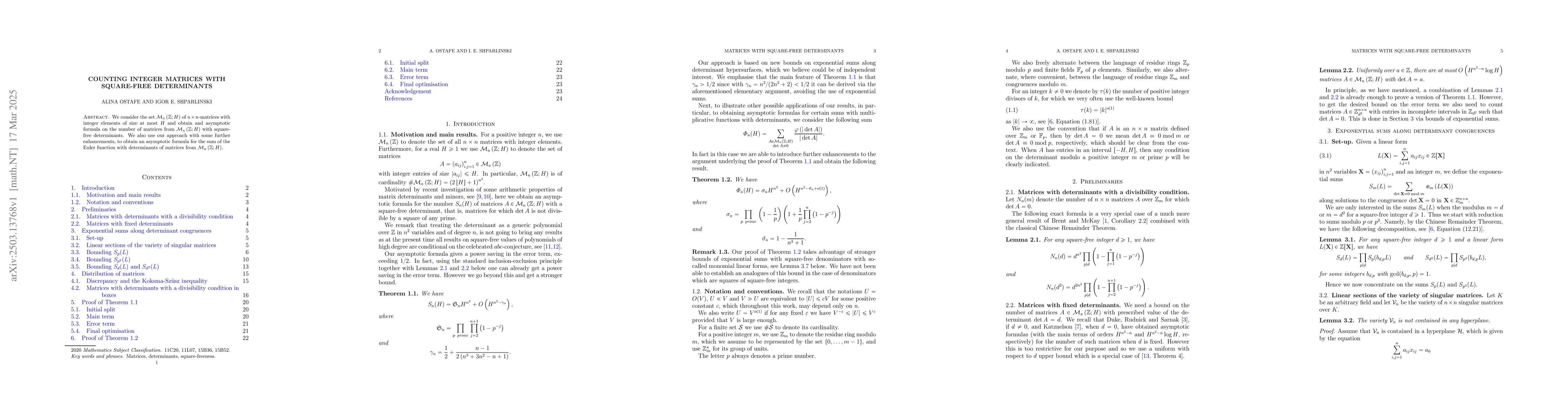 Thumbnail for Counting integer matrices with square-free determinants