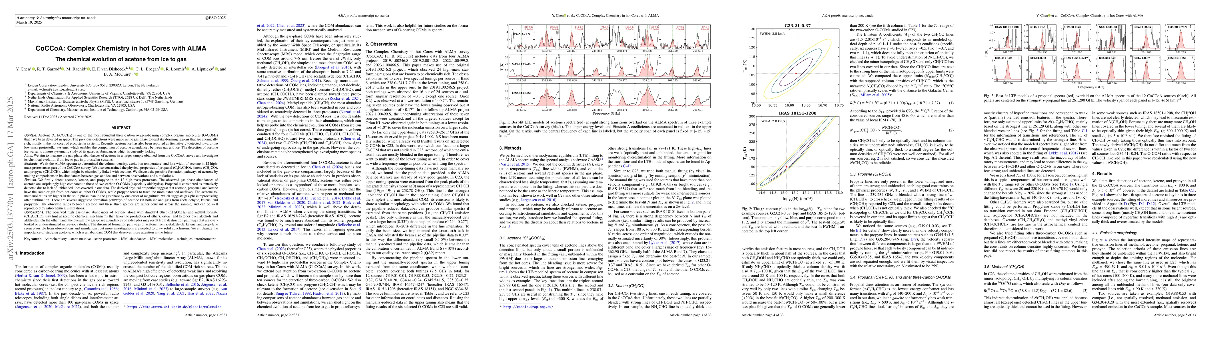 Thumbnail for CoCCoA: Complex Chemistry in hot Cores with ALMA. The chemical evolution
  of acetone from ice to gas