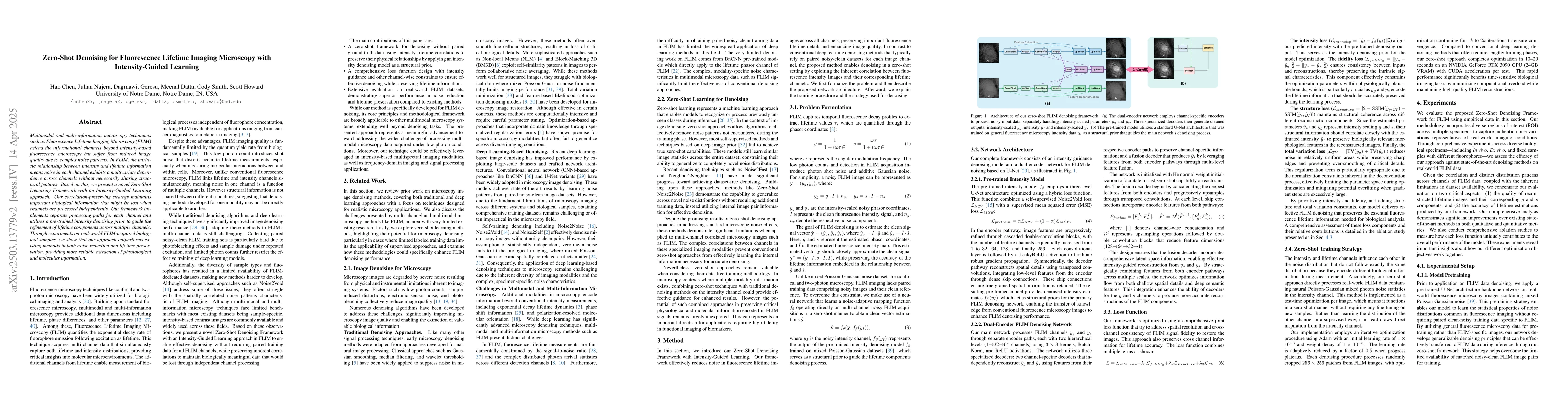 Thumbnail for Zero-Shot Denoising for Fluorescence Lifetime Imaging Microscopy with
  Intensity-Guided Learning