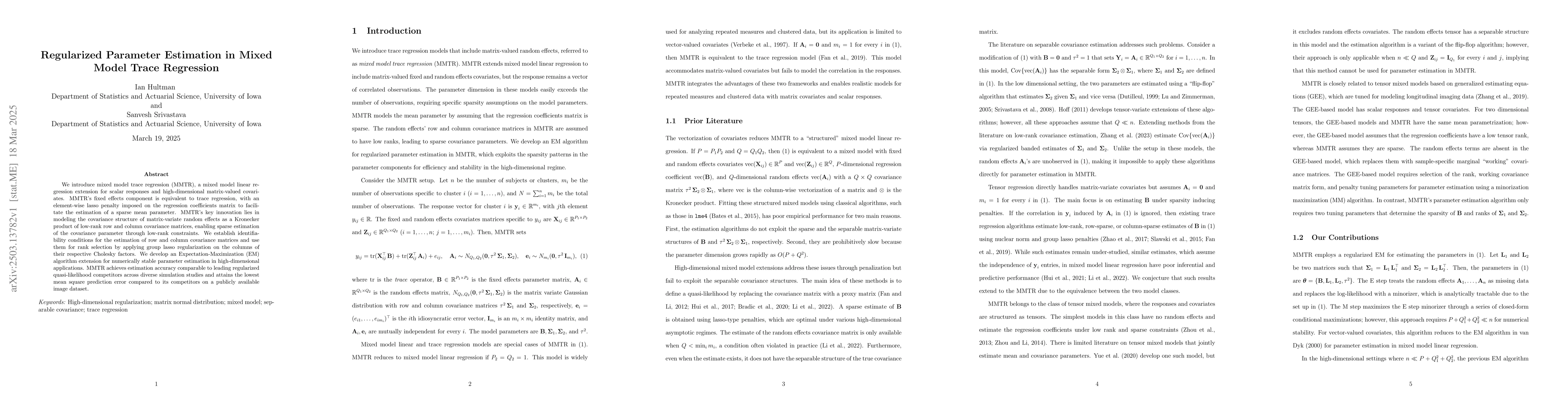 Thumbnail for Regularized Parameter Estimation in Mixed Model Trace Regression