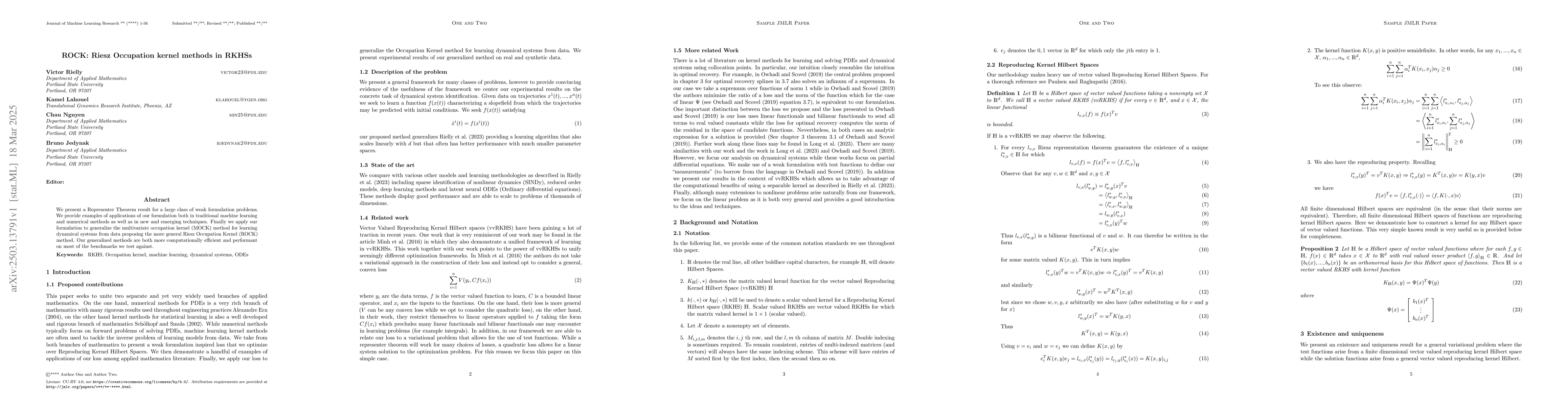 Thumbnail for ROCK: A variational formulation for occupation kernel methods in
  Reproducing Kernel Hilbert Spaces