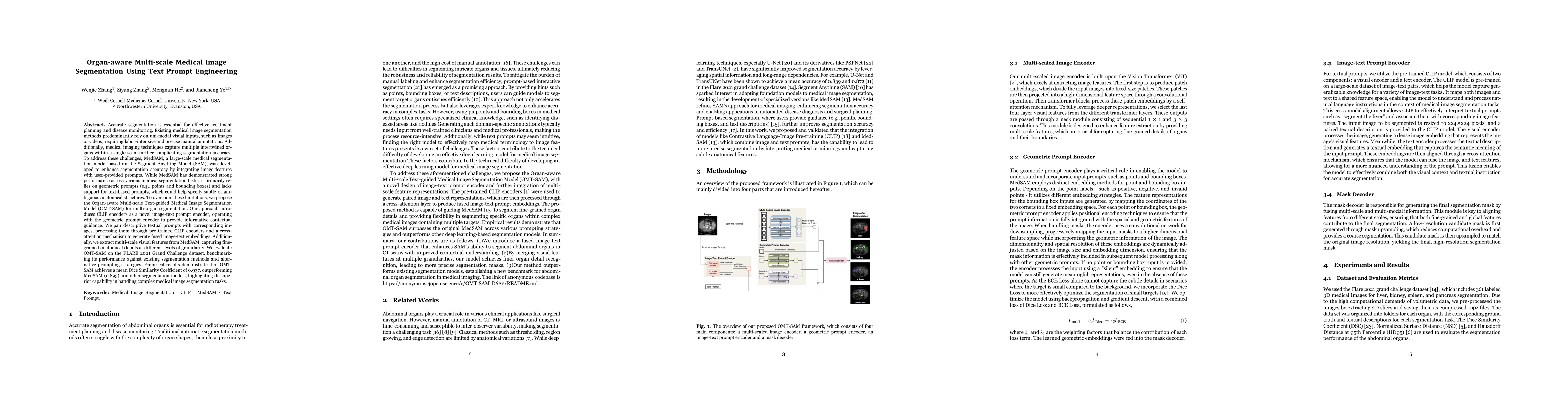 Thumbnail for Organ-aware Multi-scale Medical Image Segmentation Using Text Prompt
  Engineering