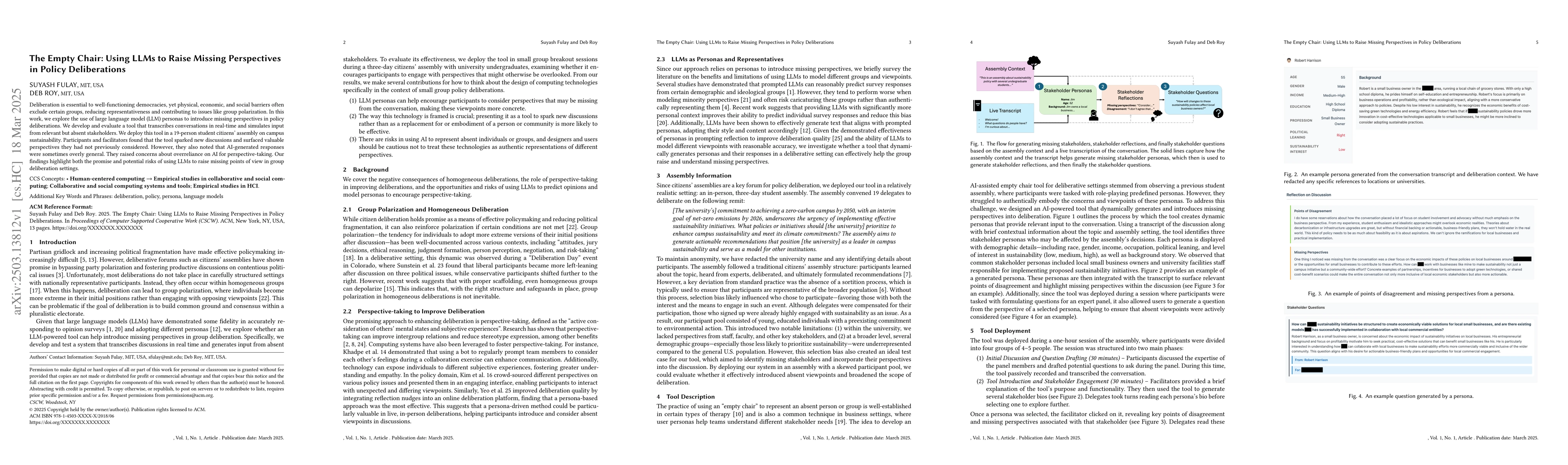 Thumbnail for The Empty Chair: Using LLMs to Raise Missing Perspectives in Policy
  Deliberations
