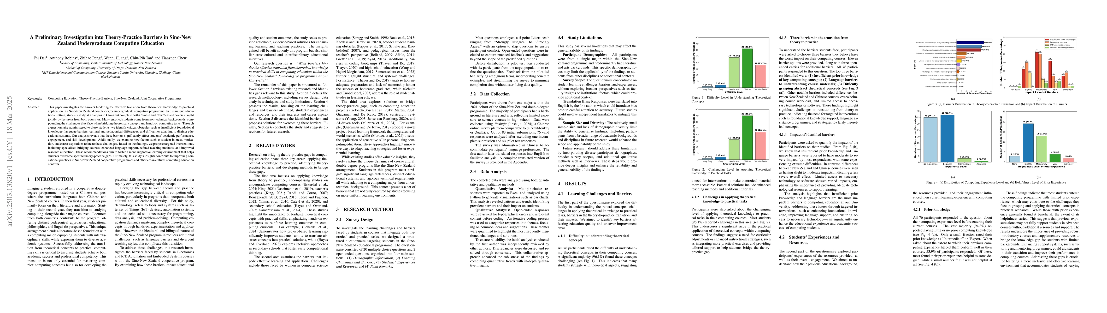 Thumbnail for A Preliminary Investigation into Theory-Practice Barriers in Sino-New
  Zealand Undergraduate Computing Education