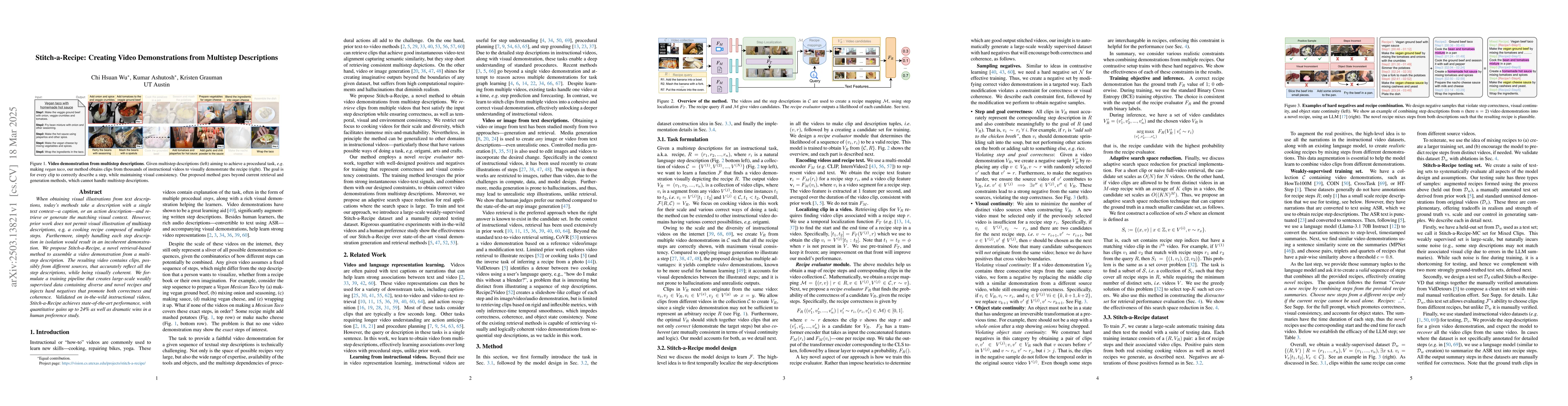 Thumbnail for Stitch-a-Recipe: Video Demonstration from Multistep Descriptions