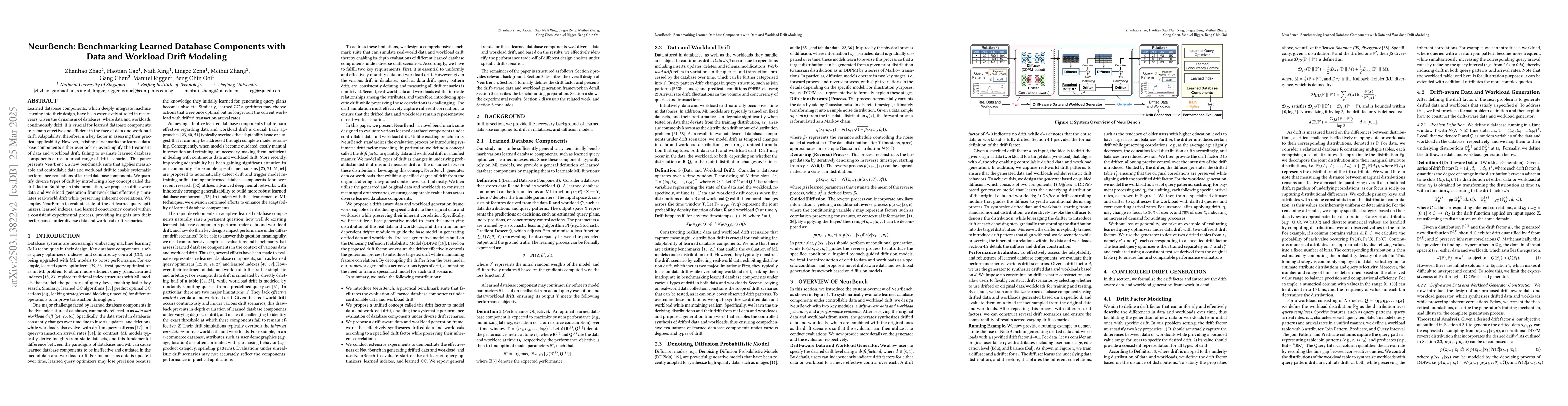 Thumbnail for NeurBench: Benchmarking Learned Database Components with Data and
  Workload Drift Modeling