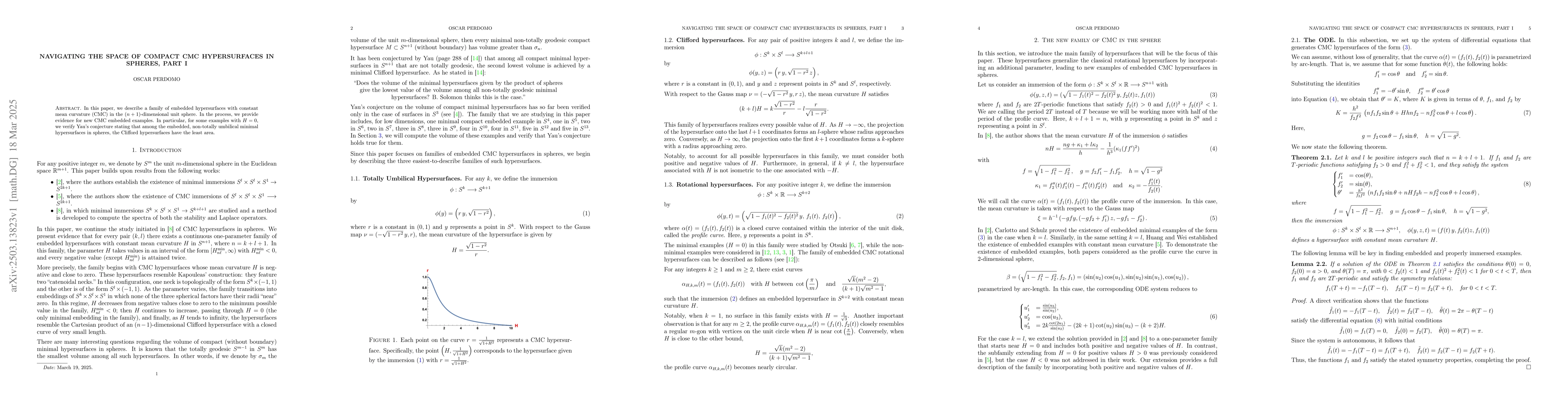 Thumbnail for Navigating the Space of Compact CMC Hypersurfaces in Spheres, Part I