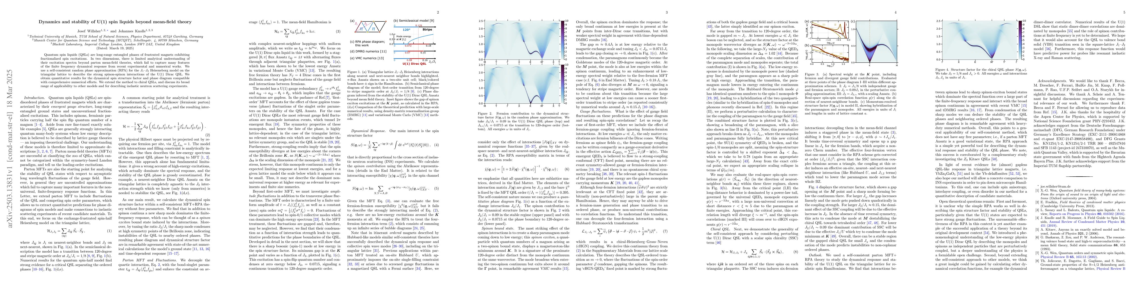 Thumbnail for Dynamics and stability of U(1) spin liquids beyond mean-field theory
