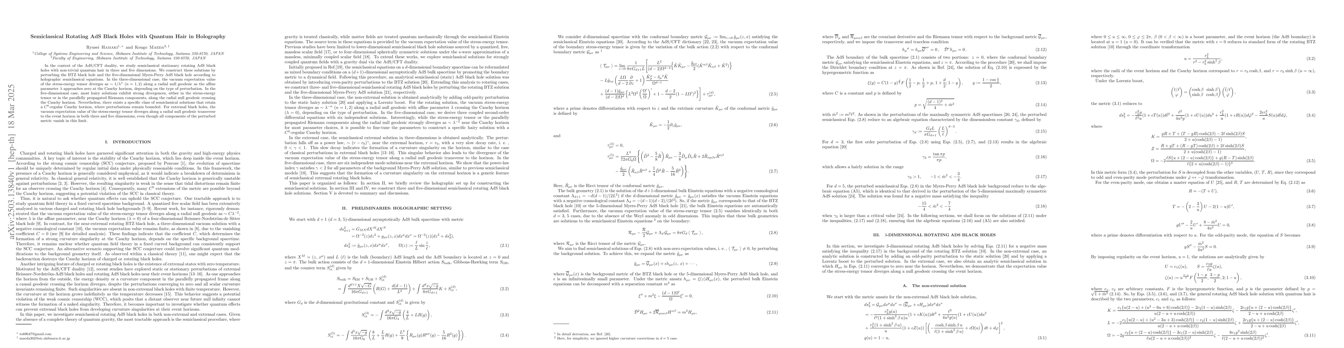 Thumbnail for Semiclassical Rotating AdS Black Holes with Quantum Hair in Holography