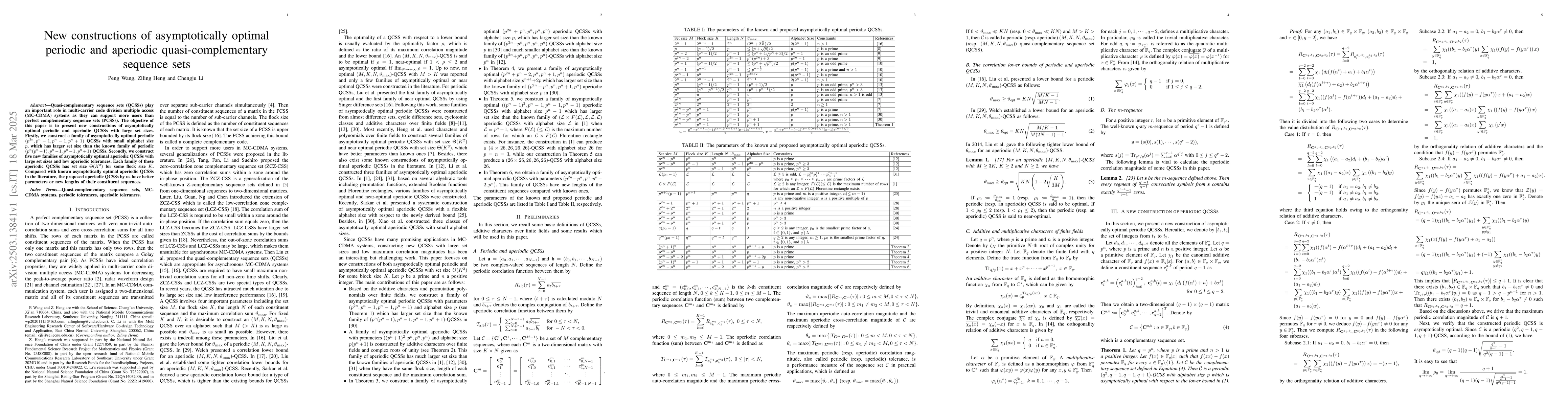 Thumbnail for New constructions of asymptotically optimal periodic and aperiodic
  quasi-complementary sequence sets