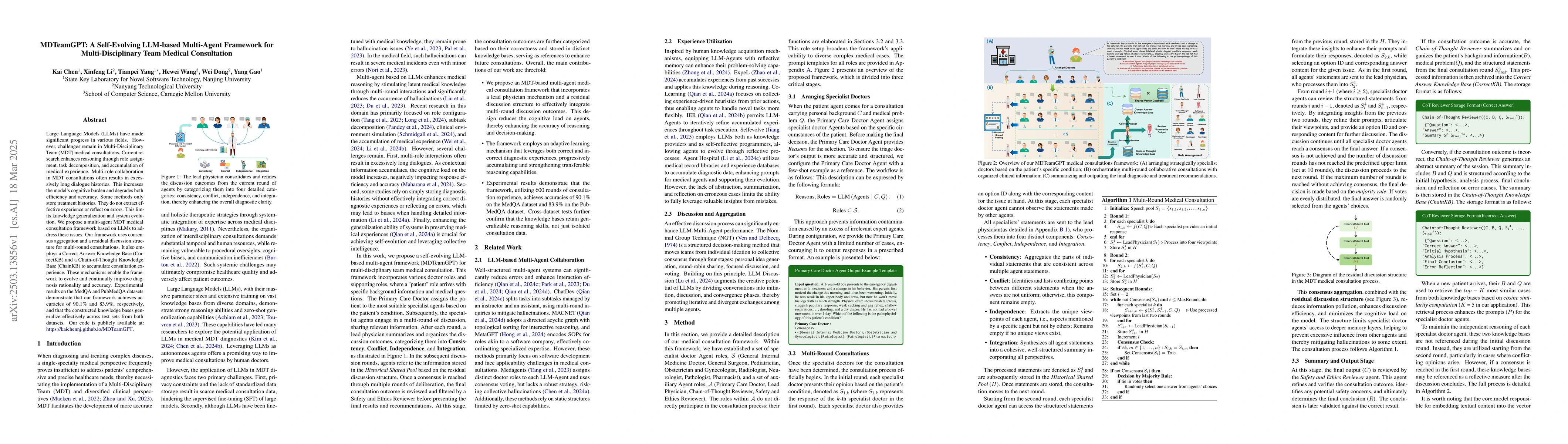 Thumbnail for MDTeamGPT: A Self-Evolving LLM-based Multi-Agent Framework for
  Multi-Disciplinary Team Medical Consultation